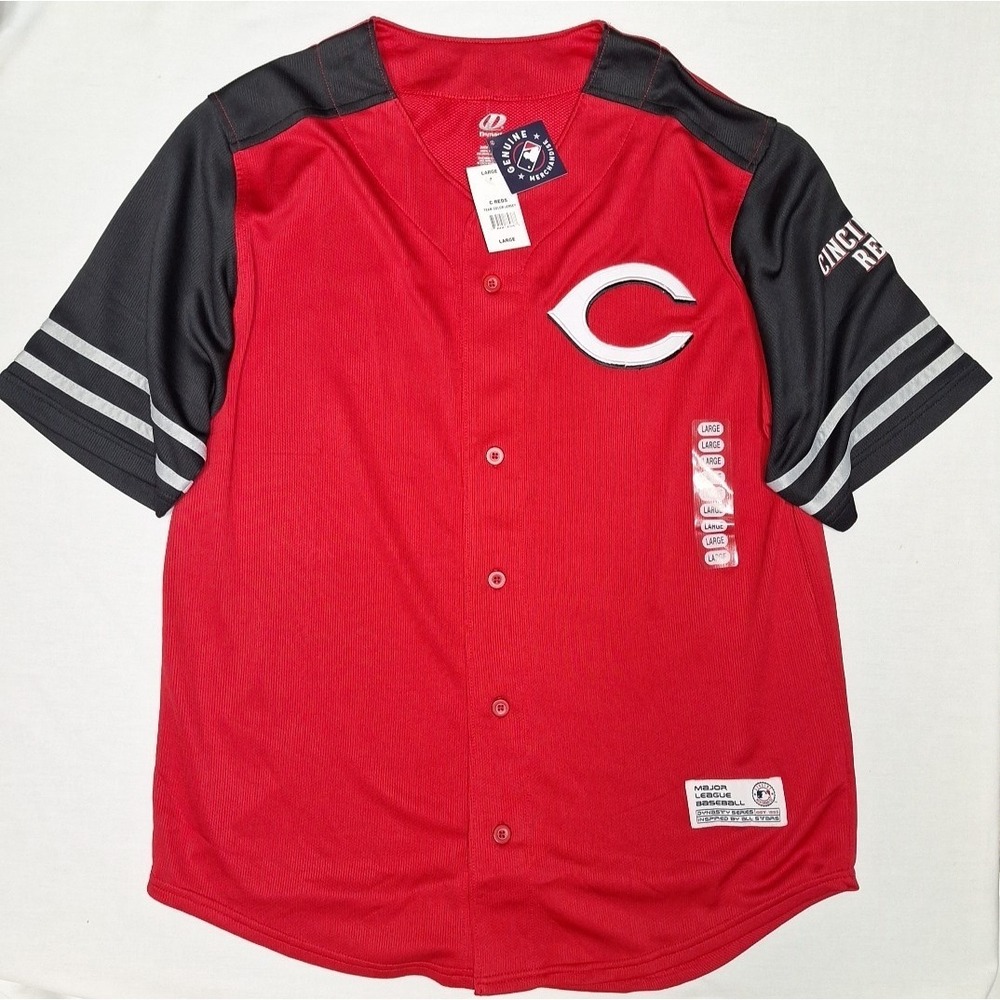 NEW Cincinnati Reds Large Team Color‎ Jersey Red Black Short Sleeve Dynasty Tags